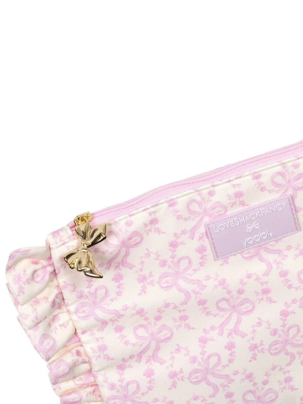 NWT LoveShackFancy x Yoobi Target Chantilly Pink Coquette Bow Ruffle Pouch